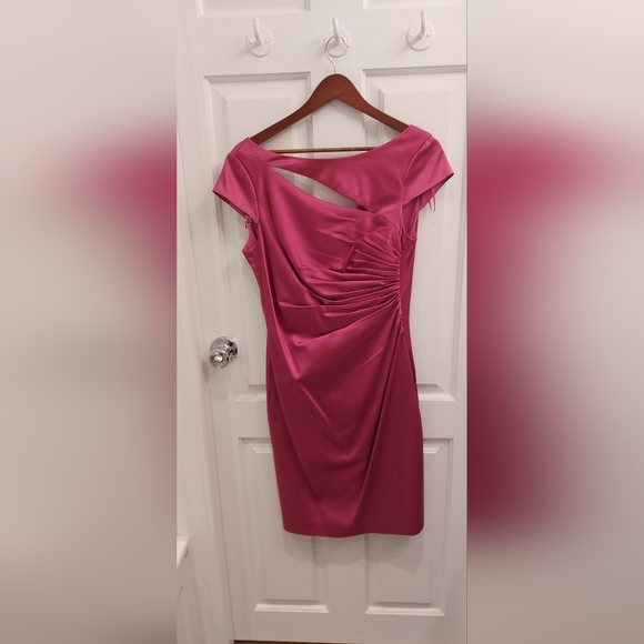 Kay Unger New York cocktail dress in bright fuscia pink satin, size 8 - Picture 6 of 7